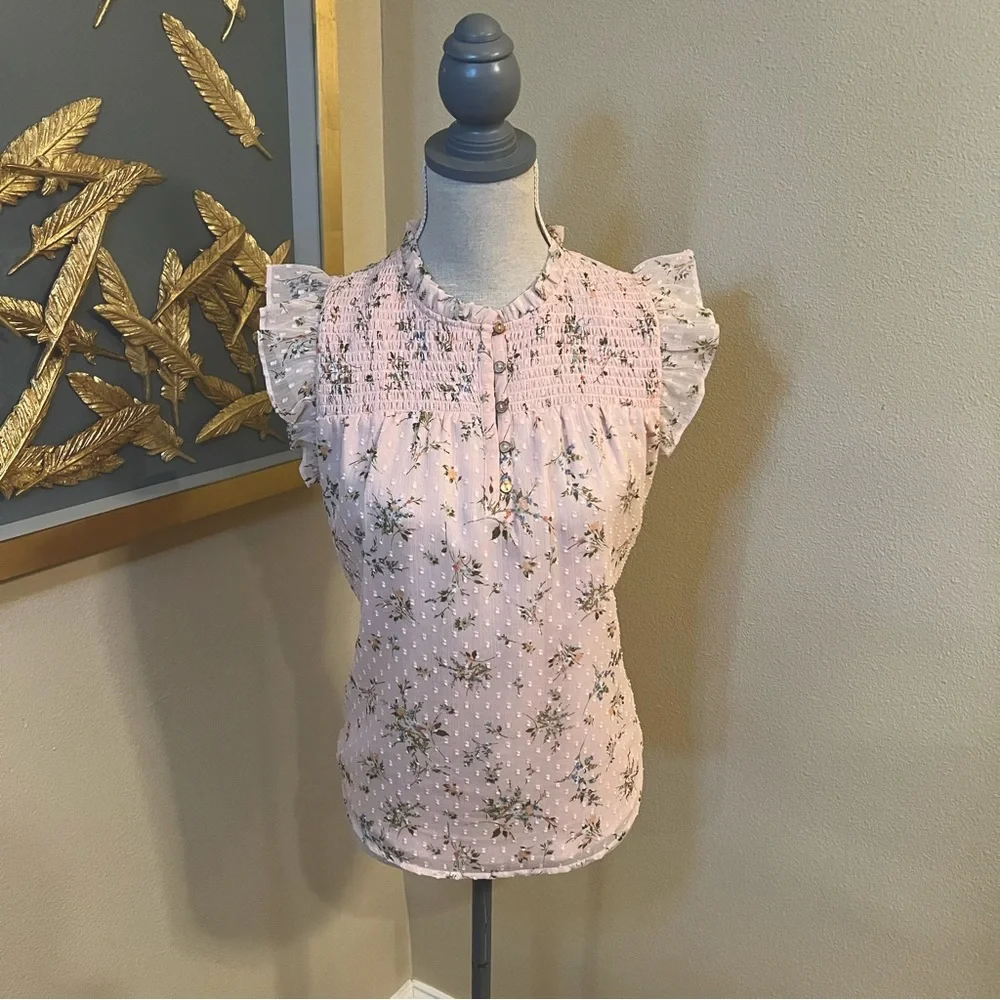 Garden Smocked Ruffle Button Top - Picture 4 of 7